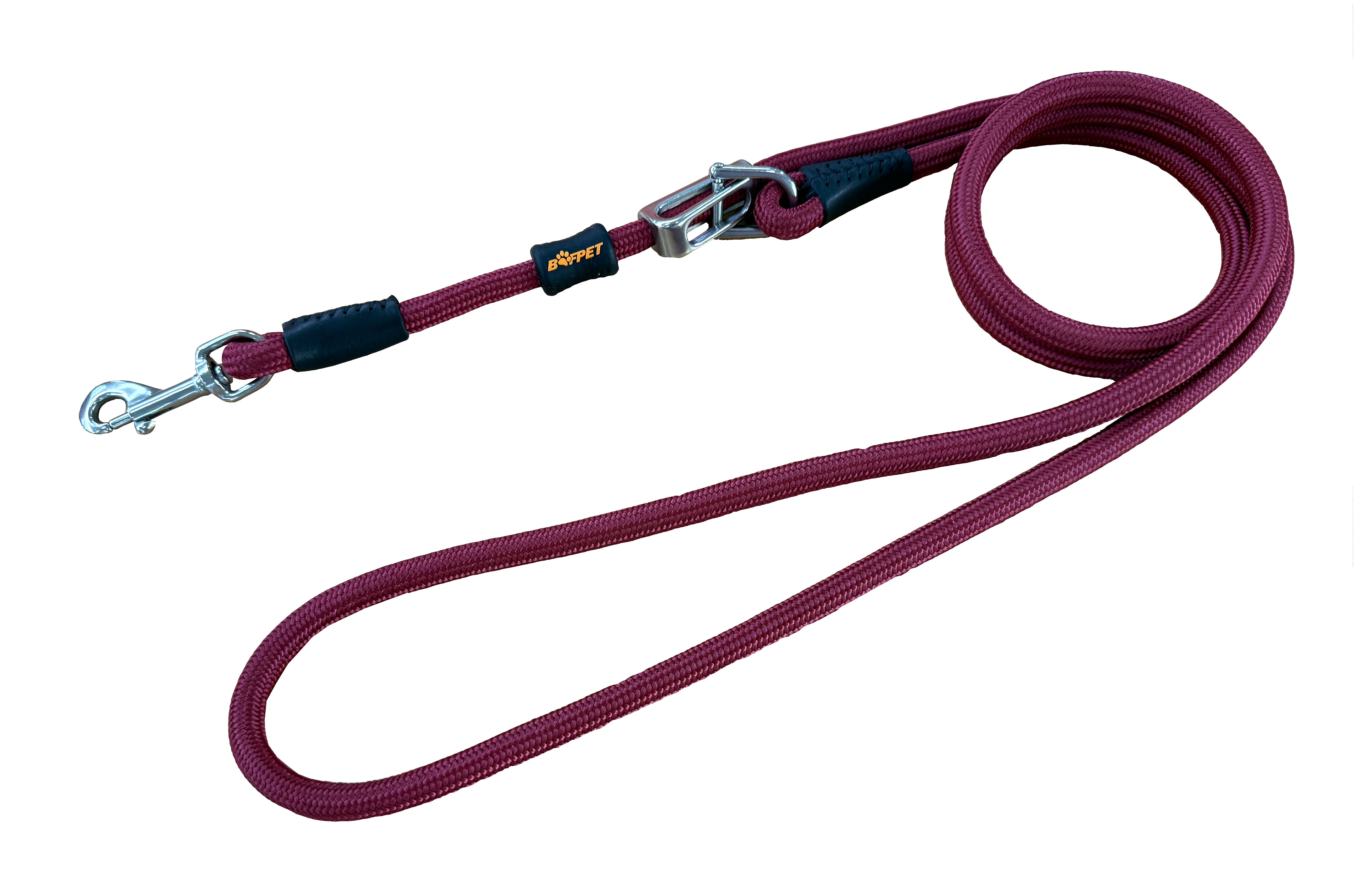 Vodítko prodlužovací s kůží, nerezová karabina Barva: Šedá, Rozměr: 12mm x 140-240cm 15262