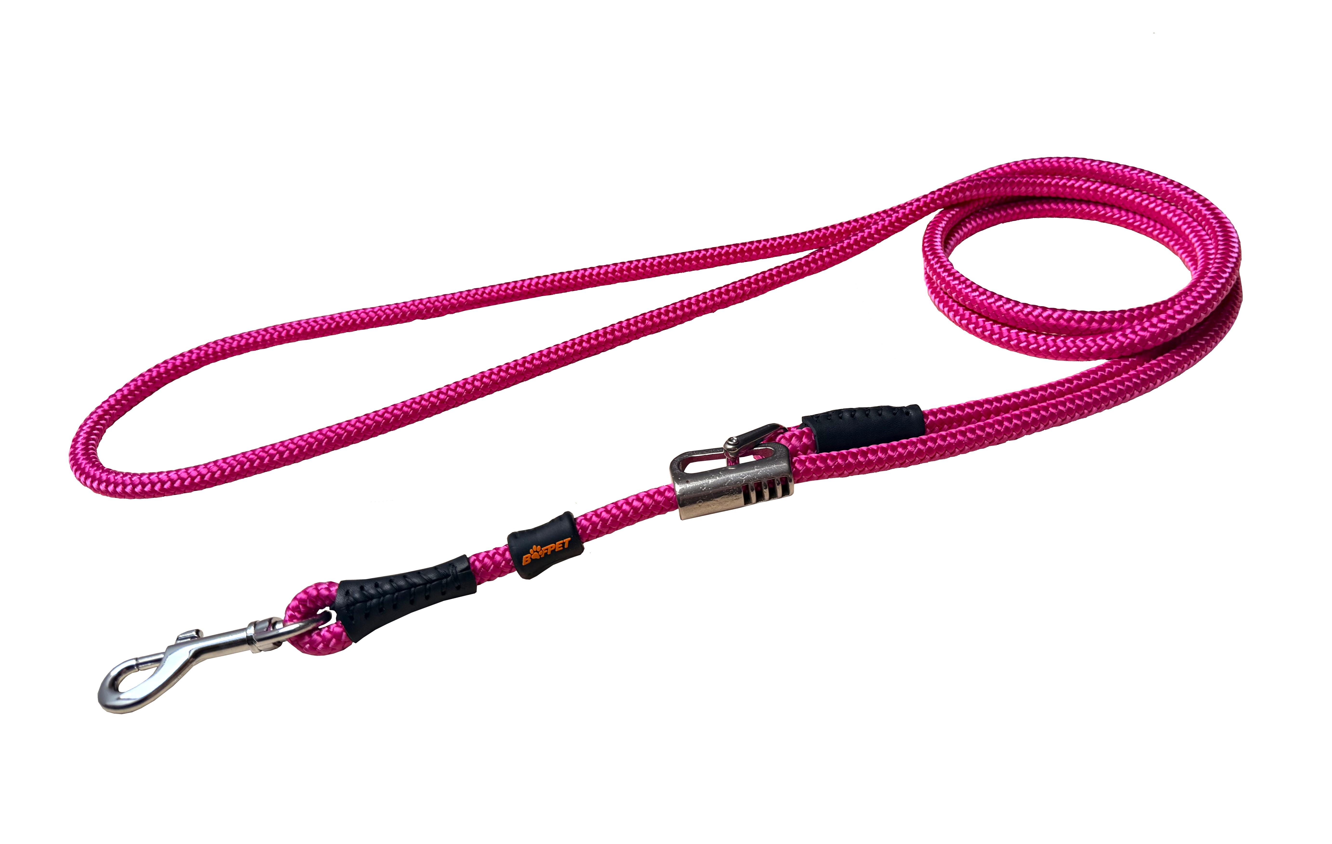 BAFPET Lanová vodítka s kůží, niklová karabina Barva: Červená, Rozměr: 10mm x 150-270cm 15790
