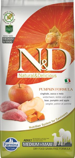 Farmina N&D dog PUMPKIN (GF) adult medium & maxi, boar & apple 12 kg