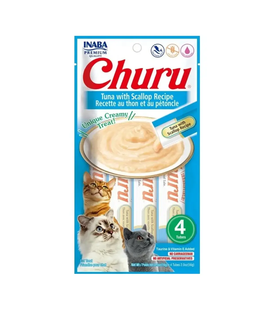 Pamlsok Inaba Churu Pyré cat Kura s krabom 4 tuby 56 g