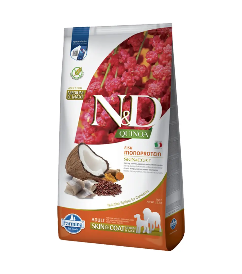 Farmina N&D dog QUINOA (GF) adult medium & maxi, skin & coat,coconut, herring 7 kg