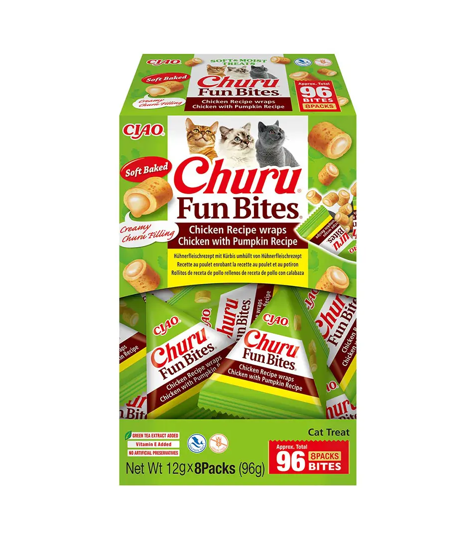 Pamlsok Inaba Churu Fun Bites cat kura s tekvicou 8 x 12 g