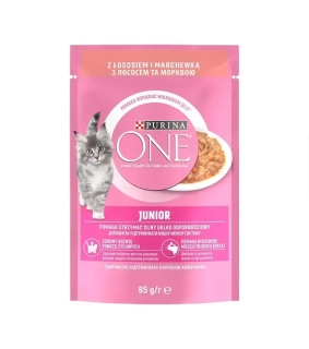 Nestlé PURINA ONE cat Junior mini filetky s lososom a mrkvou v šťave 26x85g