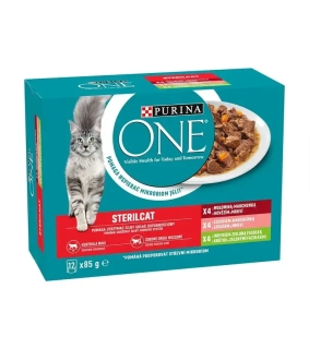 Nestle PURINA ONE cat Multipack Sterilcat mini filetky s morkou a zelenými fazuľkami / s lososom a mrkvou v šťave 4x85g