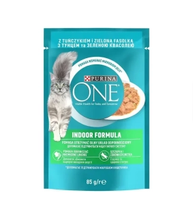 Nestle PURINA ONE cat Indoor mini filetky s tuniakom a zelenými fazuľkami v šťave 26x85g