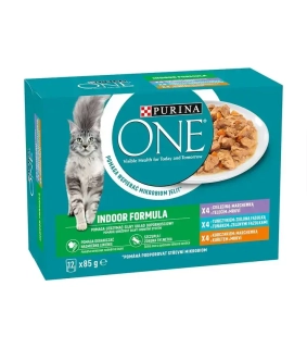 Nestle PURINA ONE cat Multipack Indoor mini filetky s tuniakom a zelenými fazuľkami / s teľacím a mrkvou v šťave NEW 4x85g