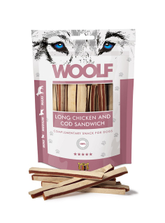 Pamlsok Woolf Dog Chicken & Codfish Soft Sandwich LONG 100 g