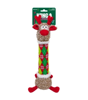 Hračka KONG Holiday Shakers™ Luvs Argyle Reindeer Md, s pískatkom, polyester