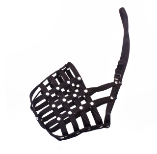 BAFPET Popruhový náhubok, pletený Farba: Čierna, Rozmer: OČ 39cm, DČ 12cm, OK 56-72cm 19706D
