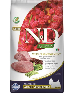 Farmina N&D dog QUINOA (GF) adult mini, weight managment, lamb 2,5 kg