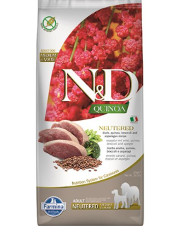 Farmina N&D dog QUINOA (GF) adult medium & maxi, neutered, duck, broccoli & asparagus 12 kg