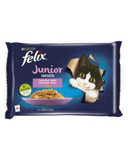 Nestlé FELIX Fantastic cat Multipack junior kura&losos želé kapsička 4x85 g