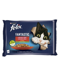 Nestlé FELIX Fantastic cat Multipack kura s rajčinami &  hovädzie s mrkvou želé kapsička 4x85 g
