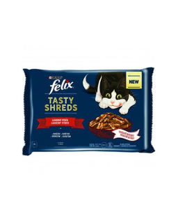 Nestlé FELIX Tasty shreds cat Multipack hovädzie&kura v šťave kapsička 4x80 g