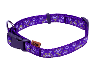 BAFPET Popruhové obojky KROUŽKY Barva: Fialová, Rozměr: 25mm x 40-66cm 18102KR
