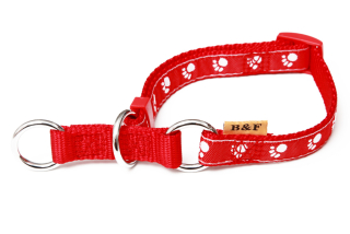 BAFPET Popruhové obojky polostahovací TLAPKY Barva: Červená, Rozměr: 15mm x 23-35cm 18121T