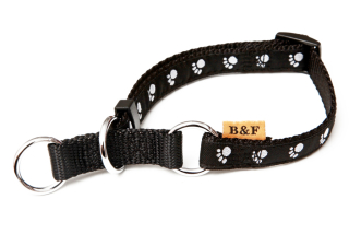 BAFPET Popruhové obojky polostahovací TLAPKY Barva: Černá, Rozměr: 20mm x 33-52cm 18122T