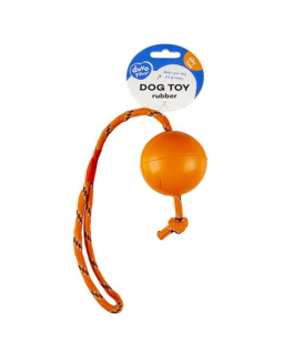 Hračka DUVO+ Lopta gumená, s povrazom, mix farieb s priemerom 6 cm, dĺžka 30 cm