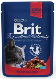 BRIT Premium cat Kapsička Adult Beef Stew & Peas 100 g