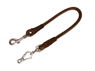 BAFPET Vypúšťacia vôdzka - koncovka 2x karabínka POLYAMID 10 mm Farba: Hnedá, Rozmer: 10mm x 55cm 15783