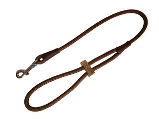 BAFPET Vypúšťacia vôdzka - koncovka 2x karabínka POLYAMID 10 mm Farba: Hnedá, Rozmer: 10mm x 85cm 15787