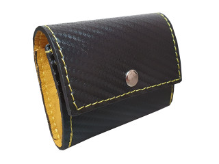 BAFPET Kožené pouzdro na sáčky CARBON Barva: Žlutá, Rozměr: 8,5cm x 7,5cm 04032