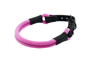 AMINELA Obojok lano s kožou, čierne kovanie Rozmer: 10mm x 60cm, Ružová