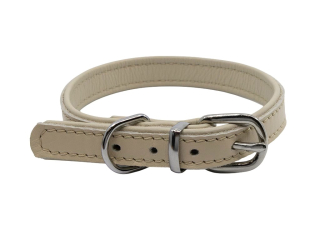 BAFPET Kožený obojek DENY, hladký Barva: Béžová, Rozměr: 14mm x 27cm /19-25/ 04101