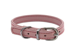 BAFPET Kožený obojek DENY, hladký Barva: Růžová, Rozměr: 14mm x 27cm /19-25/ 04101