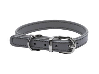 BAFPET Kožený obojek DENY, hladký Barva: Šedá, Rozměr: 14mm x 32cm /24-30/ 04102
