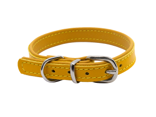 BAFPET Kožený obojek DENY, hladký Barva: Žlutá, Rozměr: 16mm x 37cm /29-35/ 04103