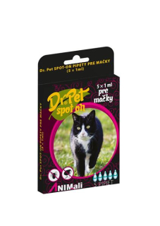 Dr.Pet spot-on pipety pre mačky 5 x 1 ml (spot-on tick and flea repellent for cats)