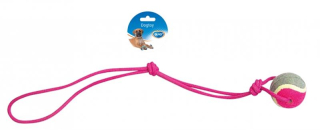 Hračka DUVO+ Lano s tenisovou loptou a slučkou kyvadlo na ťahanie bavlna 60 cm