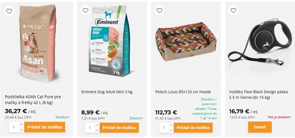 Informácie o dostupnosti tovaru na BLACKpet